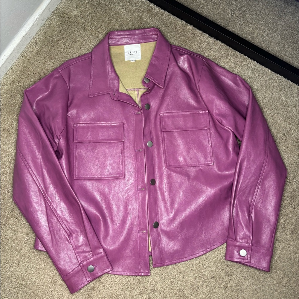 Le Lis Vibrant Purple Leather Jacket